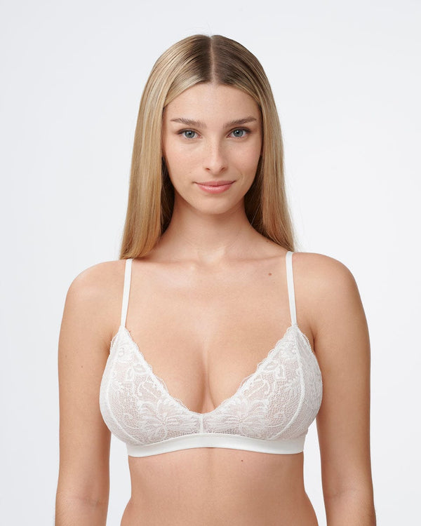 ברלט משולשים ללא ריפוד מתחרה - IVORY – תמונה 1