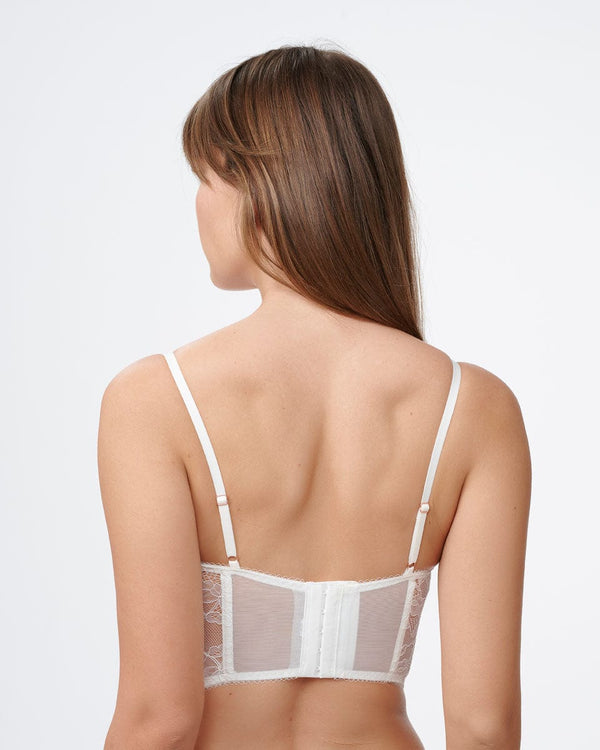 מחוך תחרה ארוך עם ברזלים וללא ריפוד - IVORY – תמונה 3