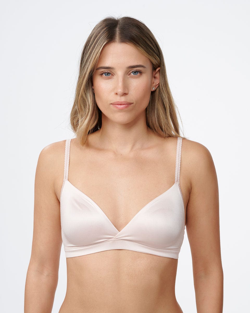 ברלט משולשים מבד מיקרו מבריק עם כריות נשלפות - PALE ROSE – תמונה 1