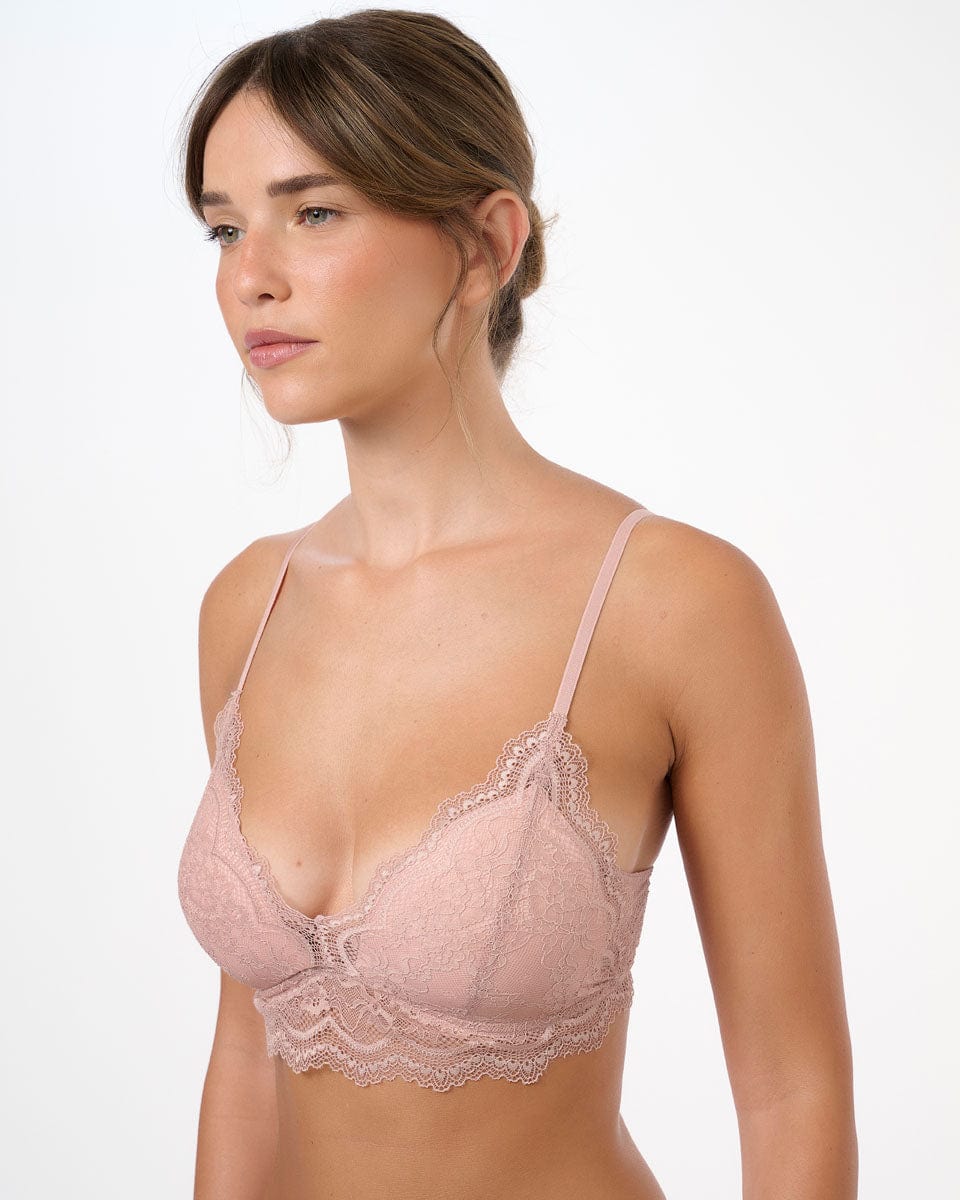 ברלט תחרה ללא ברזל עם קאפ פנימי קבוע - VINTAGE PINK – תמונה 4