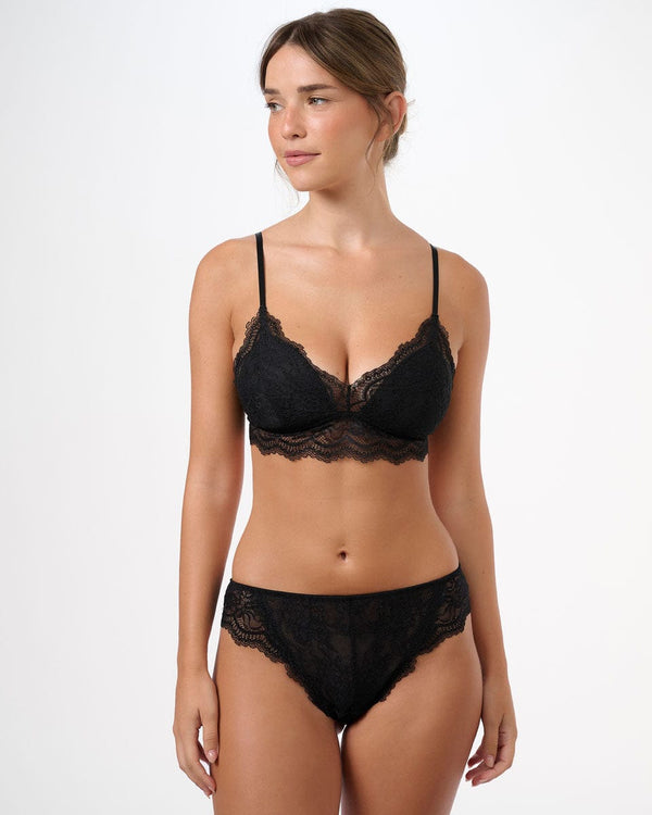 ברלט תחרה ללא ברזל עם קאפ פנימי קבוע - BLACK – תמונה 1