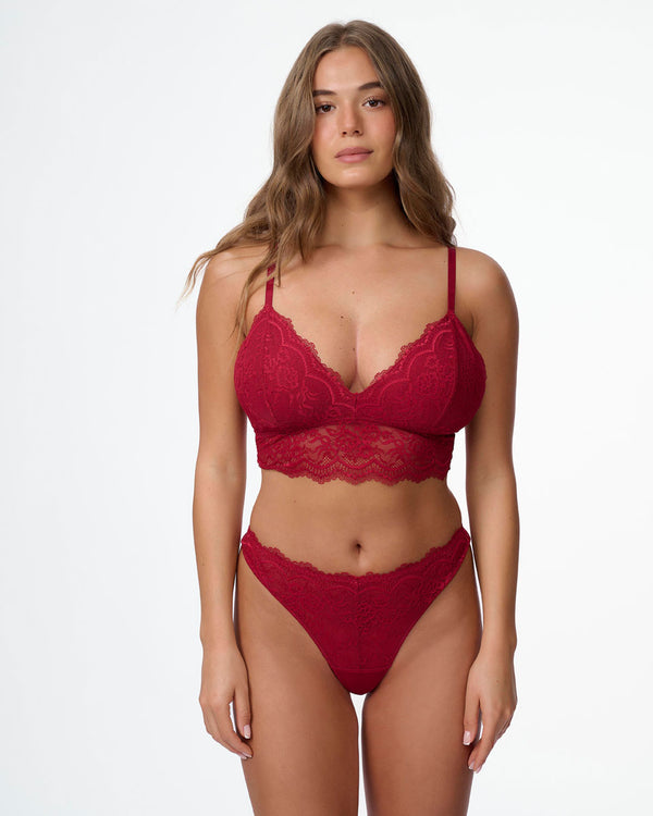 ברלט תחרה עם ריפוד פנימי נשלף ללא ברזלים - RUBY RED