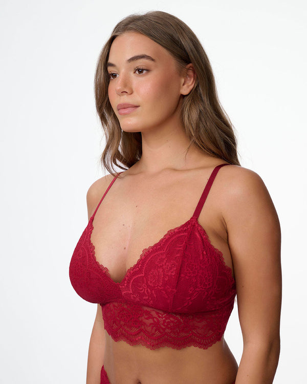 ברלט תחרה עם ריפוד פנימי נשלף ללא ברזלים - RUBY RED