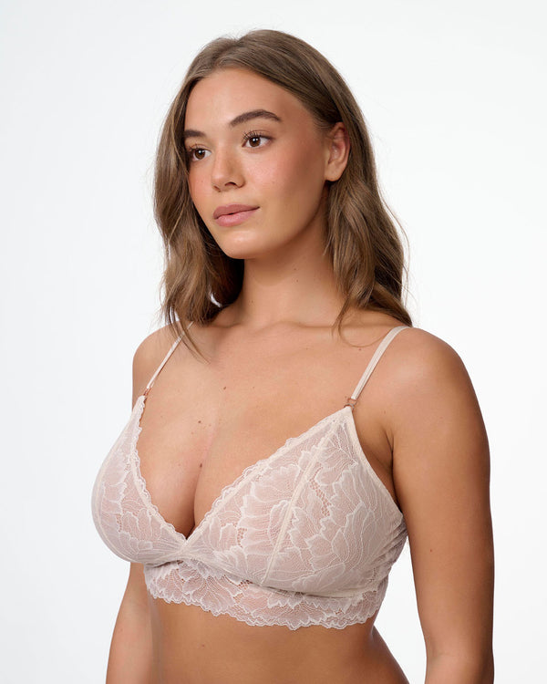 ברלט תחרה עלים ללא ריפוד וללא ברזלים - OATMEAL