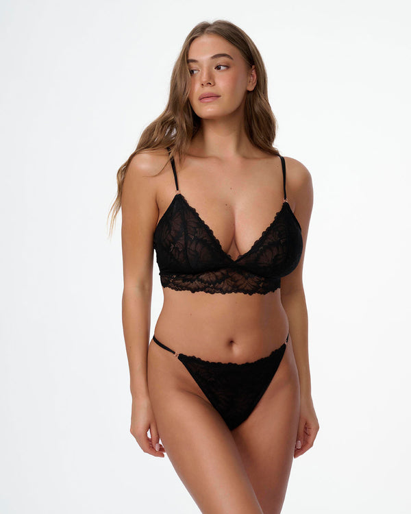 ברלט תחרה עלים ללא ריפוד וללא ברזלים - BLACK