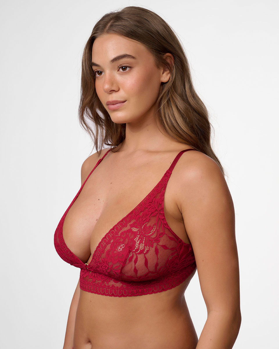 ברלט תחרה ללא ריפוד וללא ברזלים עם אביזר זהב עגול