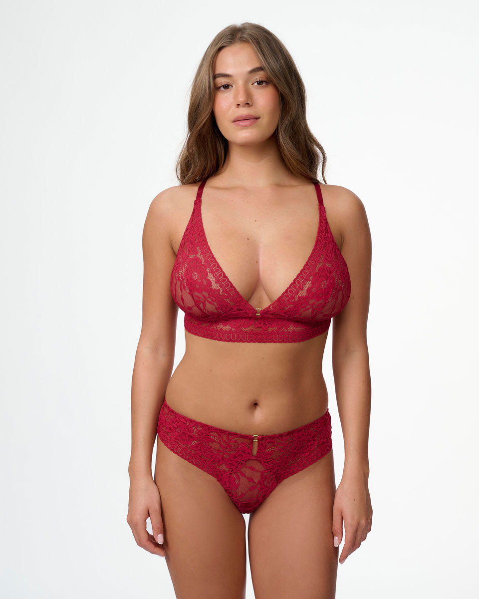 ברלט תחרה ללא ריפוד וללא ברזלים עם אביזר זהב עגול