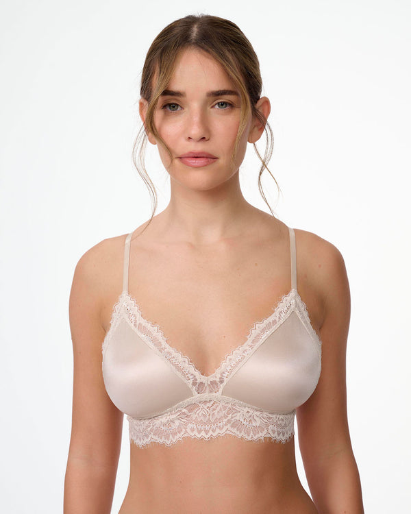 ברלט מיקרופייבר בשילוב תחרה עם ריפוד נשלף - OATMEAL