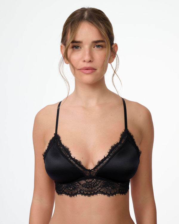 ברלט מיקרופייבר בשילוב תחרה עם ריפוד נשלף - BLACK