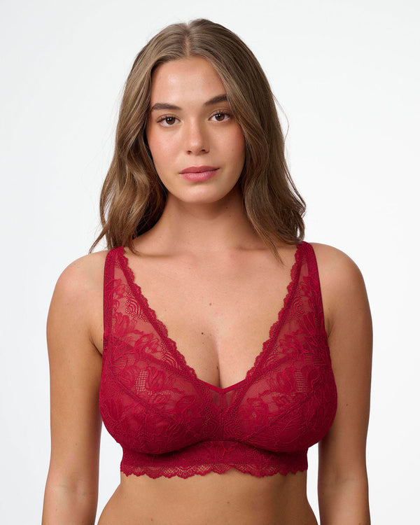 ברלט תחרה בשילוב רשת ללא ברזלים וללא ריפוד - RUBY RED