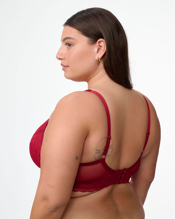 ברלט תחרה בשילוב רשת ללא ברזלים וללא ריפוד - RUBY RED