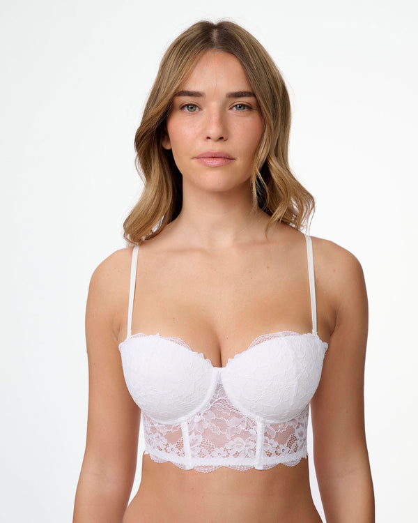 מחוך סטרפלס מרופד עם ברזלים מתחרה עשירה - IVORY