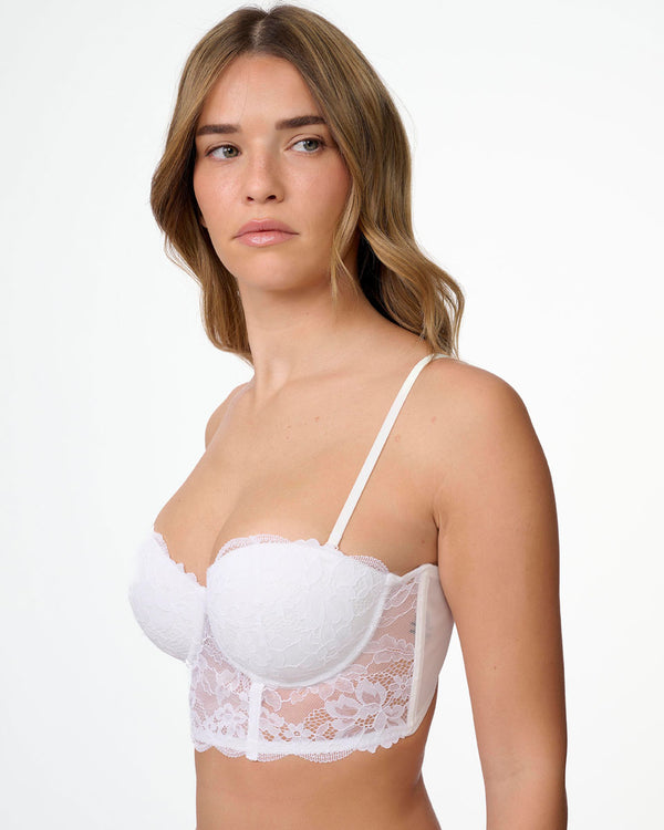 מחוך סטרפלס מרופד עם ברזלים מתחרה עשירה - IVORY