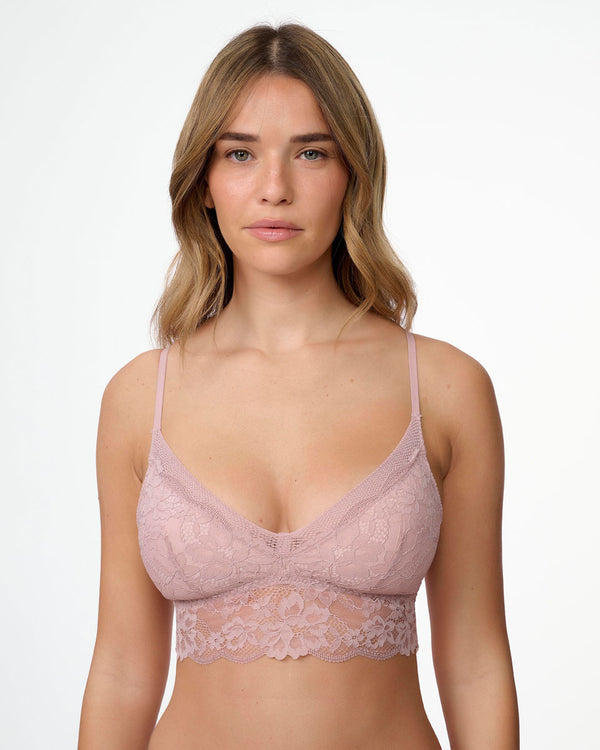 ברלט תחרה ללא ברזלים עם קאפ נשלף מתחרה פרחונית - DEEP BLUSH