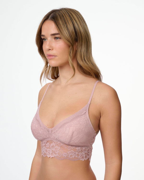 ברלט תחרה ללא ברזלים עם קאפ נשלף מתחרה פרחונית - DEEP BLUSH