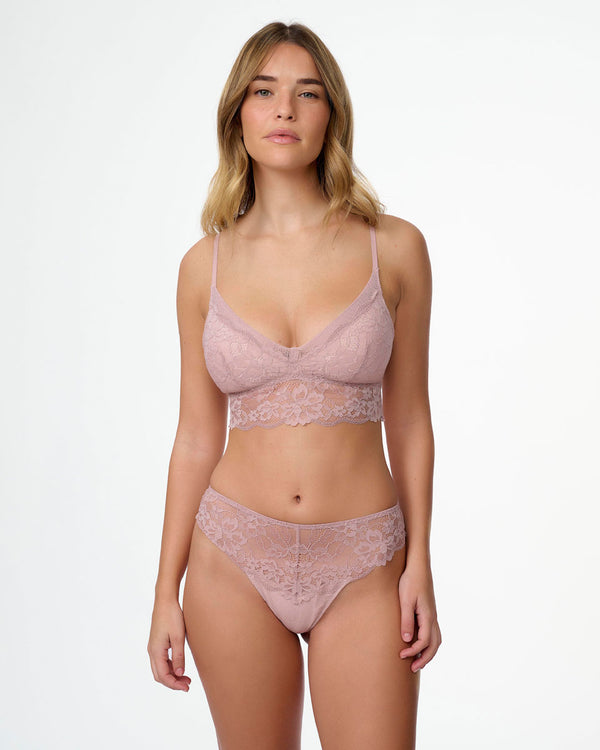 ברלט תחרה ללא ברזלים עם קאפ נשלף מתחרה פרחונית - DEEP BLUSH