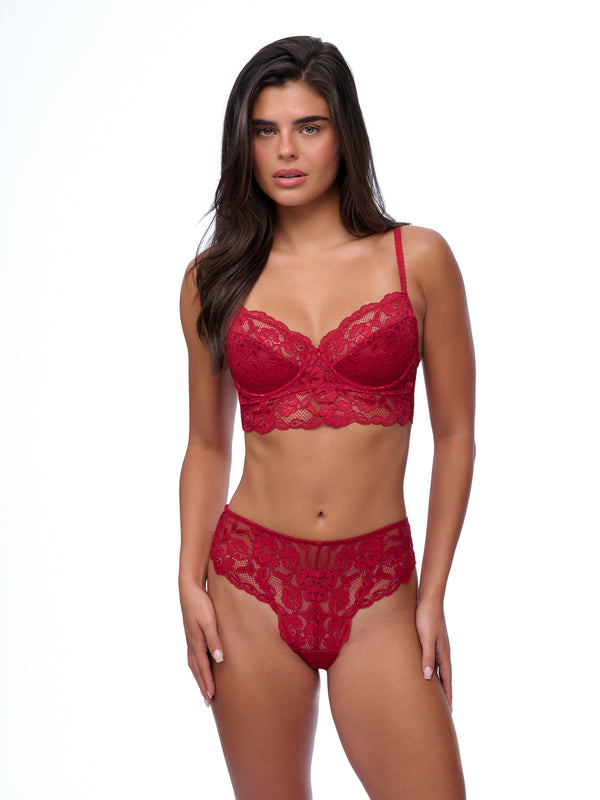 ברלט תחרה ללא ריפוד עם ברזלים - RUBY RED