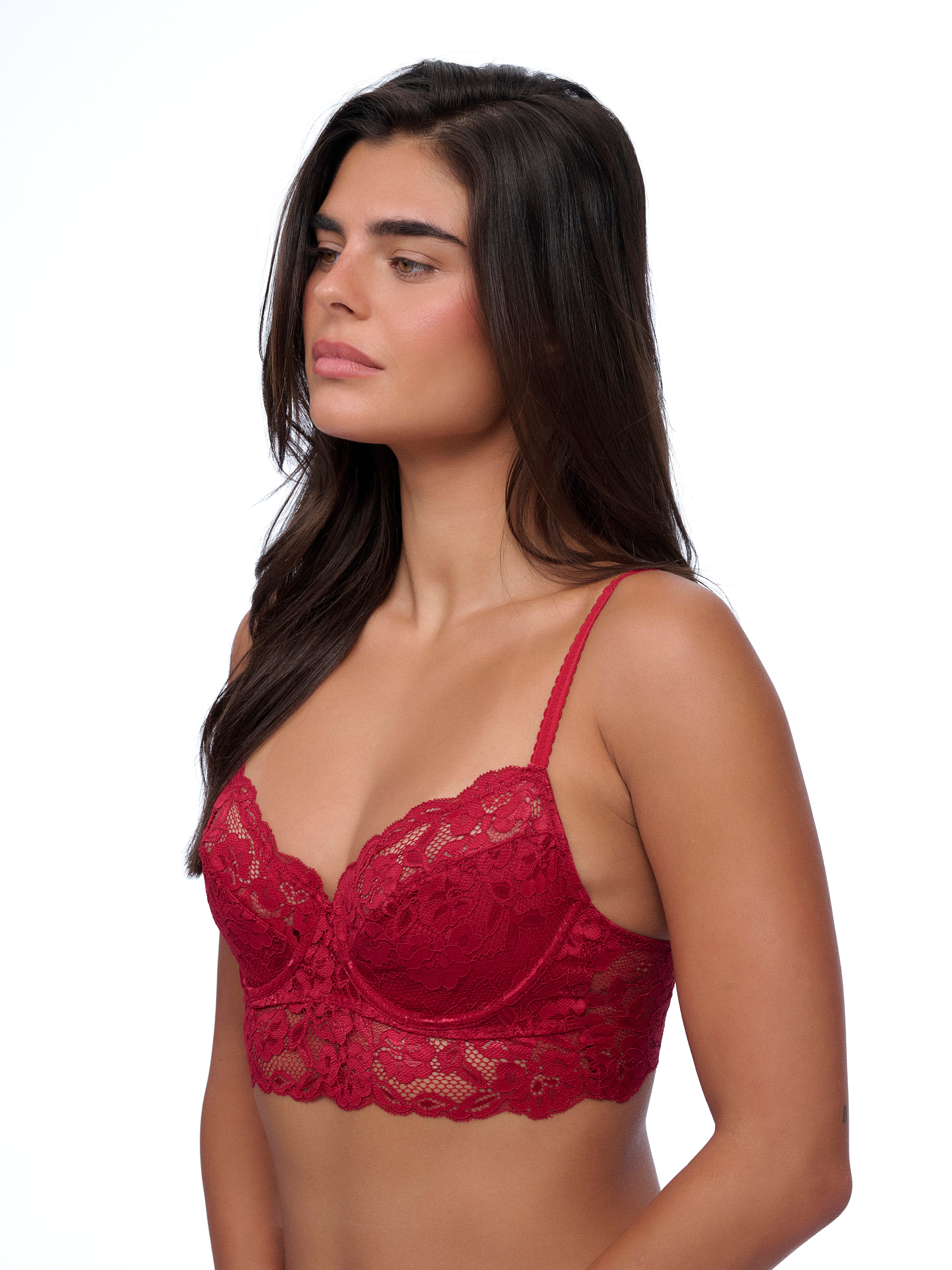 ברלט תחרה ללא ריפוד עם ברזלים - RUBY RED