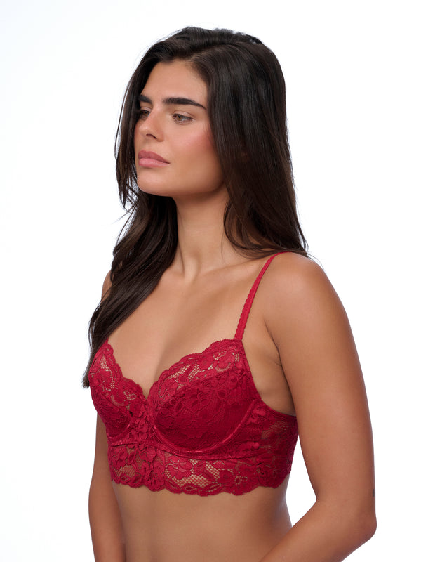 ברלט תחרה ללא ריפוד עם ברזלים - RUBY RED