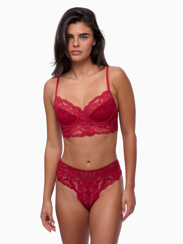 ברלט תחרה ללא ריפוד עם ברזלים - RUBY RED