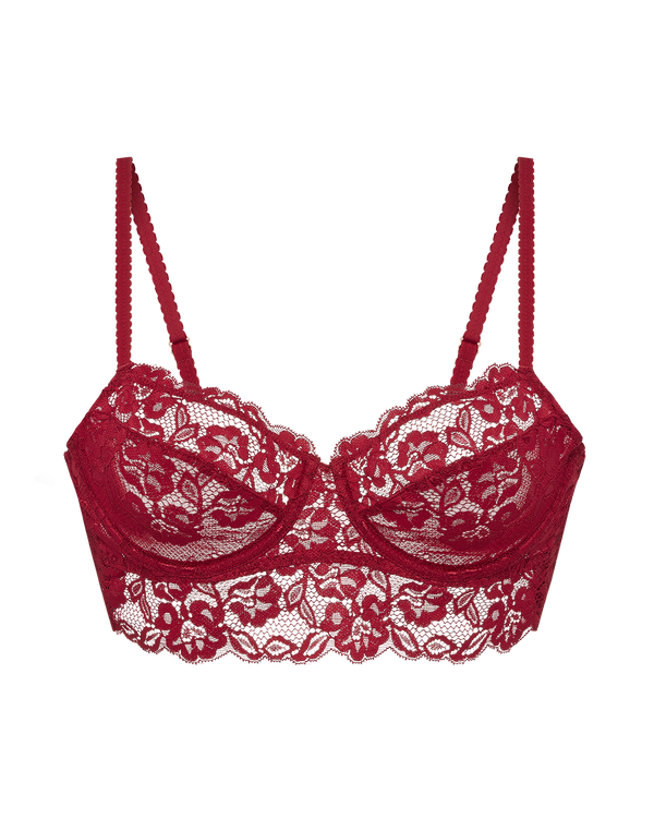ברלט תחרה ללא ריפוד עם ברזלים - RUBY RED