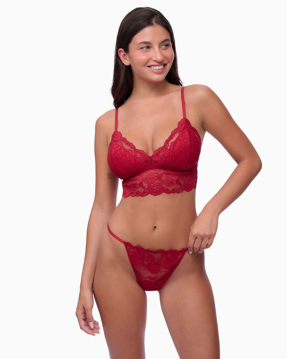 ברלט תחרה עם ריפוד פנימי נשלף וללא ברזל - RUBY RED