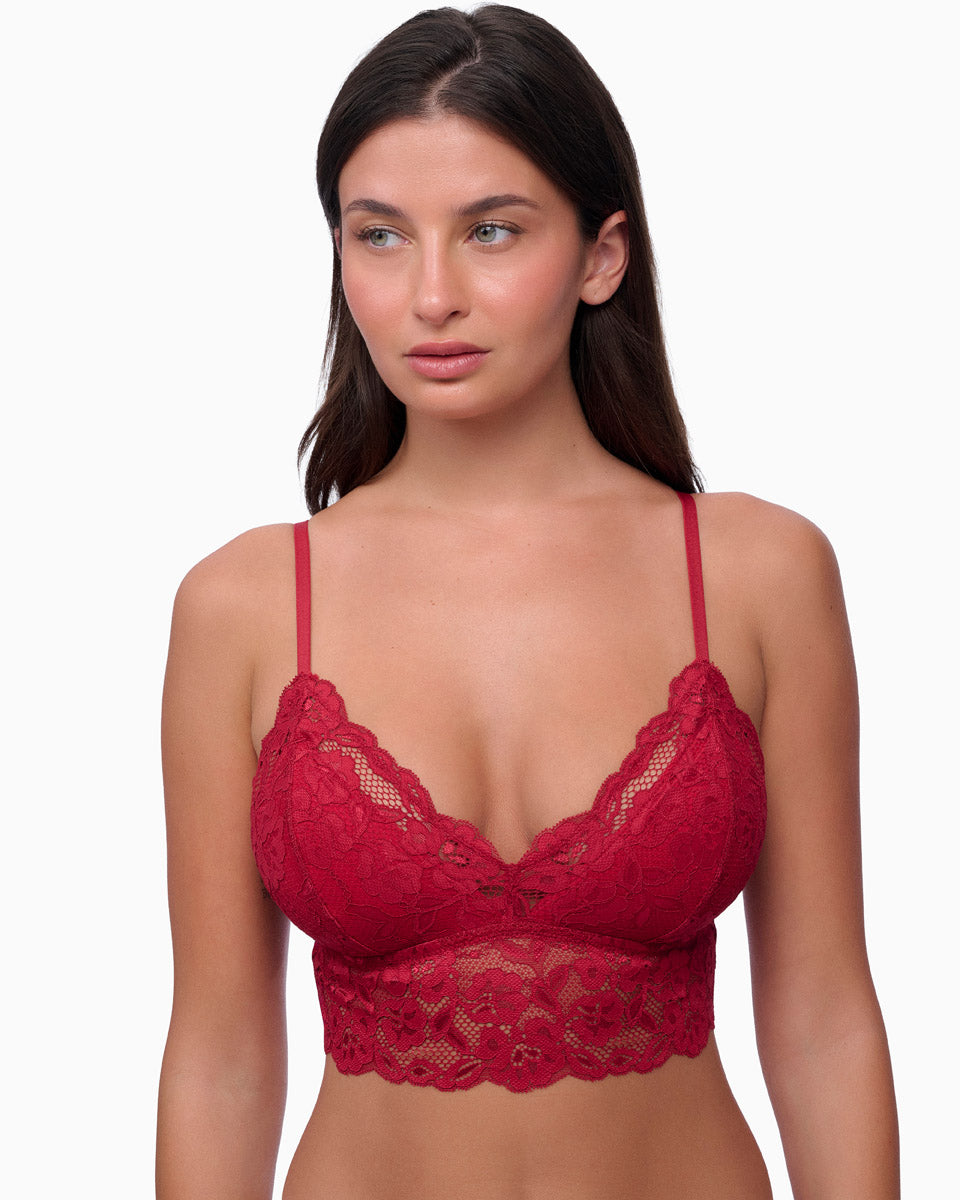 ברלט תחרה עם ריפוד פנימי נשלף וללא ברזל - RUBY RED
