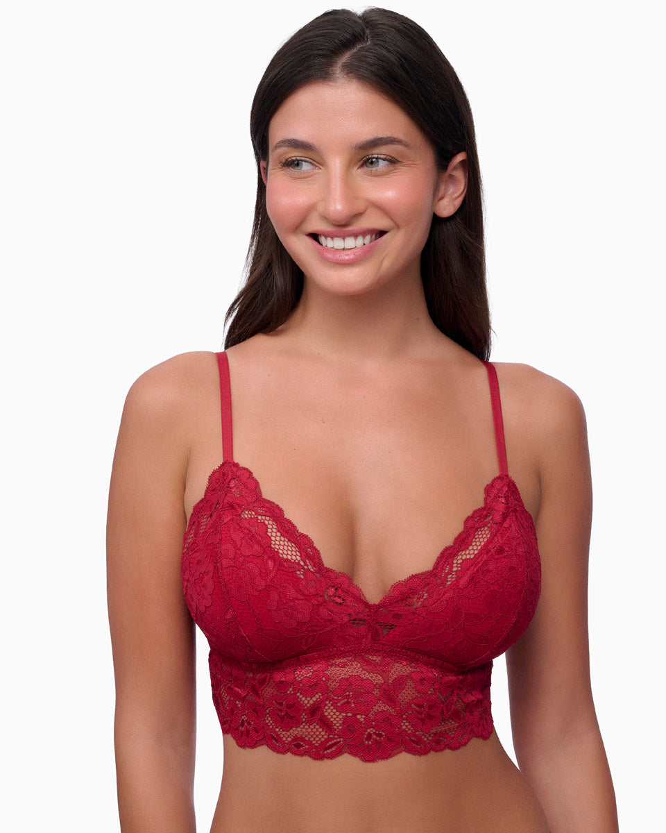 ברלט תחרה עם ריפוד פנימי נשלף וללא ברזל - RUBY RED