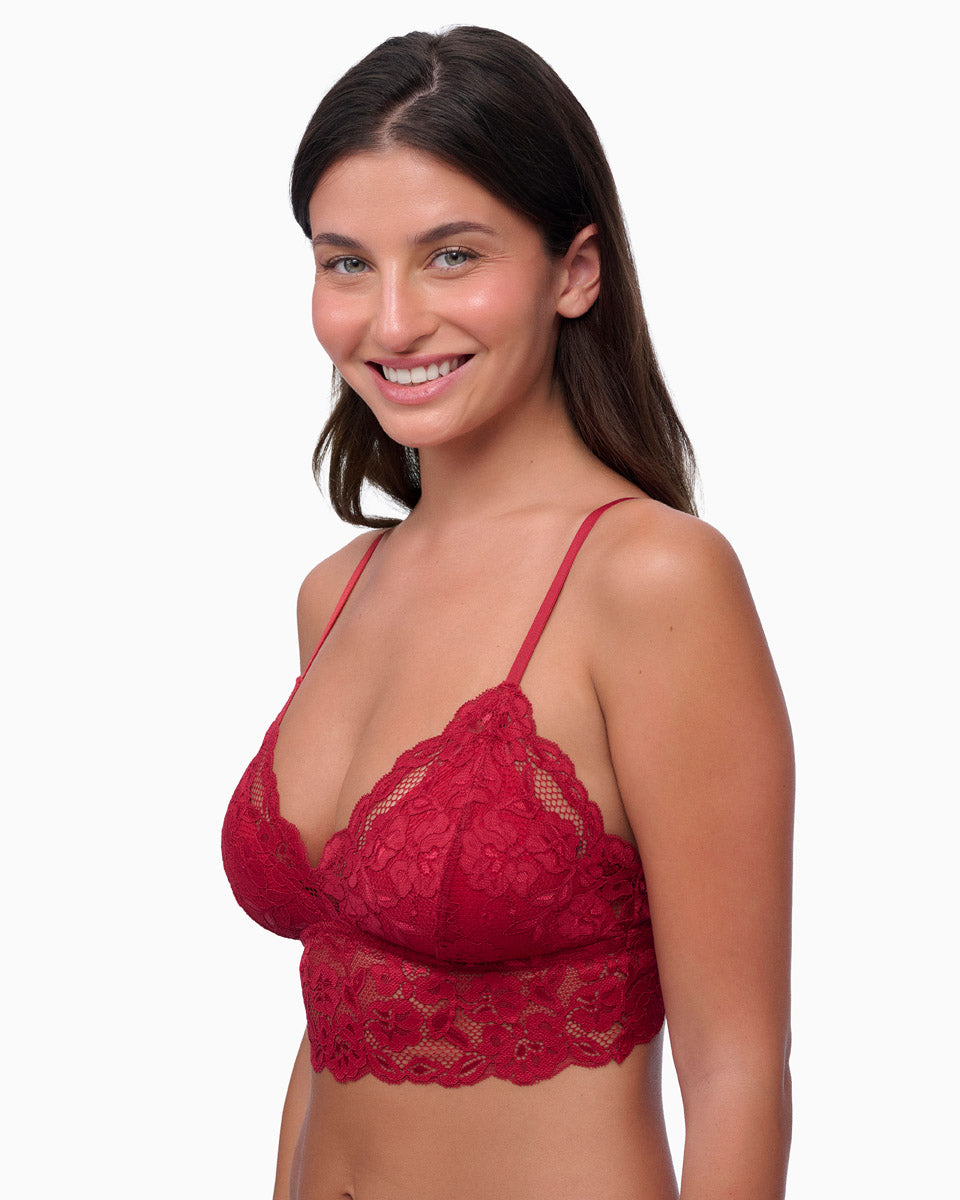 ברלט תחרה עם ריפוד פנימי נשלף וללא ברזל - RUBY RED
