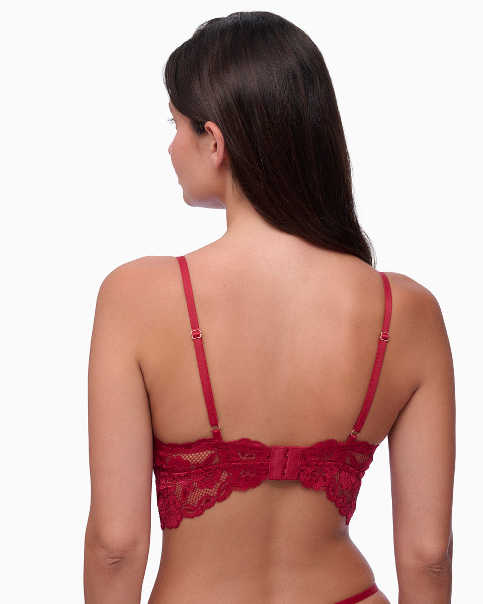 ברלט תחרה עם ריפוד פנימי נשלף וללא ברזל - RUBY RED