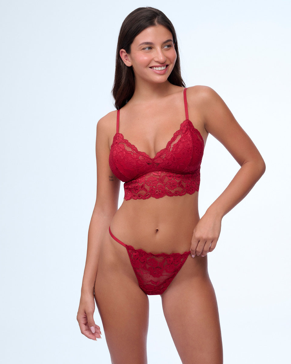 ברלט תחרה עם ריפוד פנימי נשלף וללא ברזל - RUBY RED