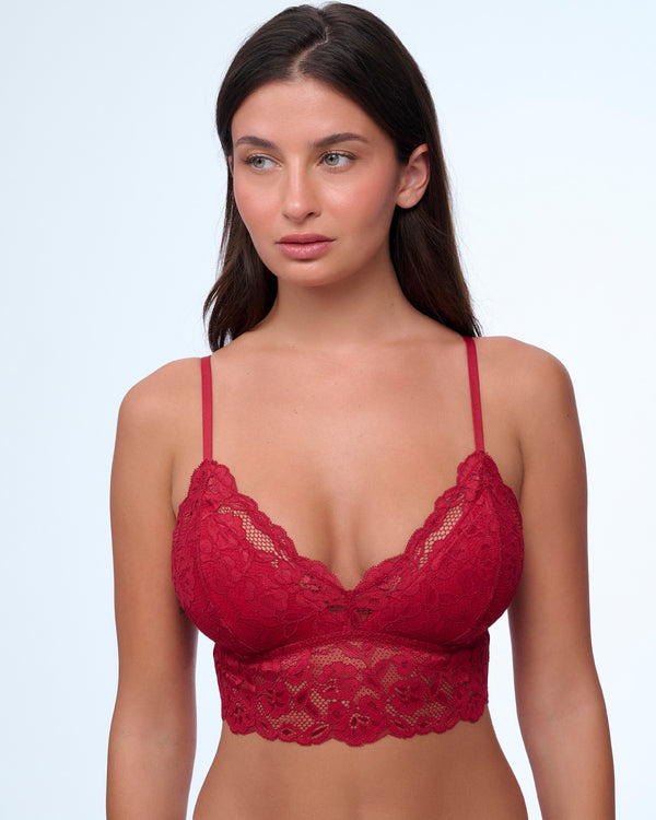 ברלט תחרה עם ריפוד פנימי נשלף וללא ברזל - RUBY RED