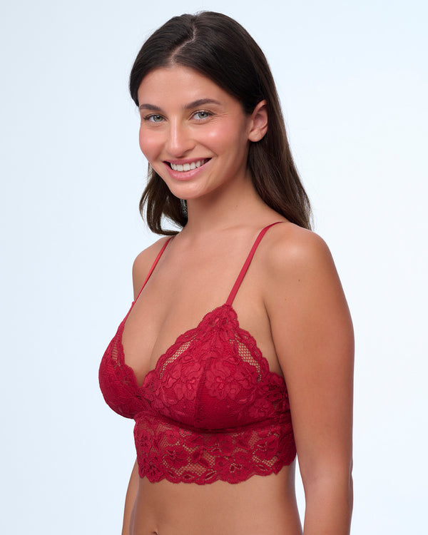 ברלט תחרה עם ריפוד פנימי נשלף וללא ברזל - RUBY RED