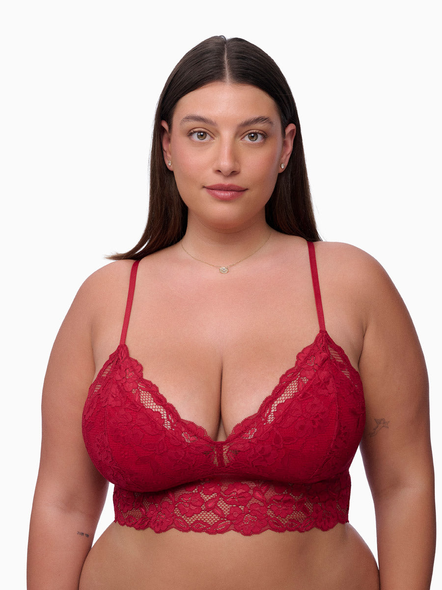 ברלט תחרה עם ריפוד פנימי נשלף וללא ברזל - RUBY RED
