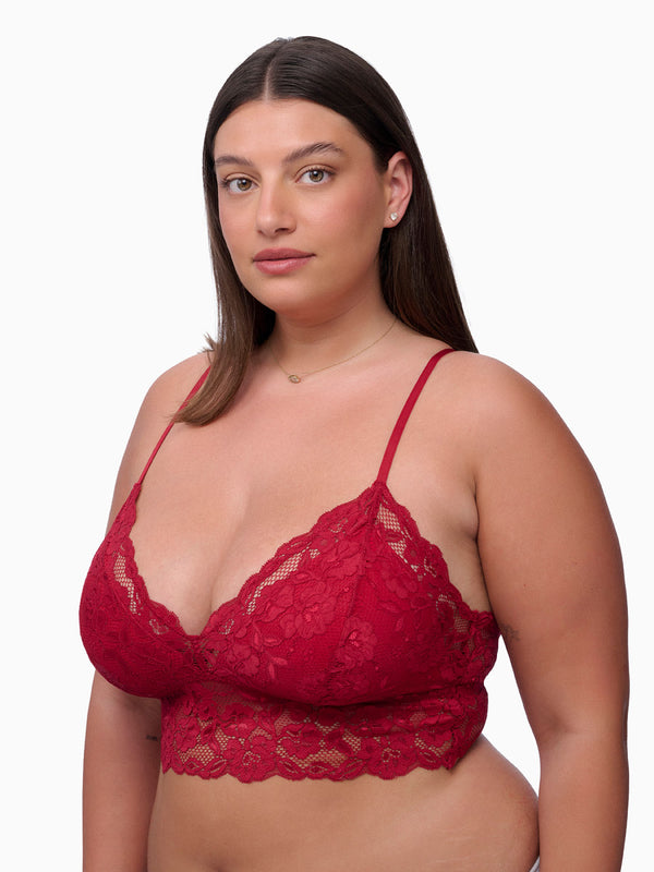 ברלט תחרה עם ריפוד פנימי נשלף וללא ברזל - RUBY RED