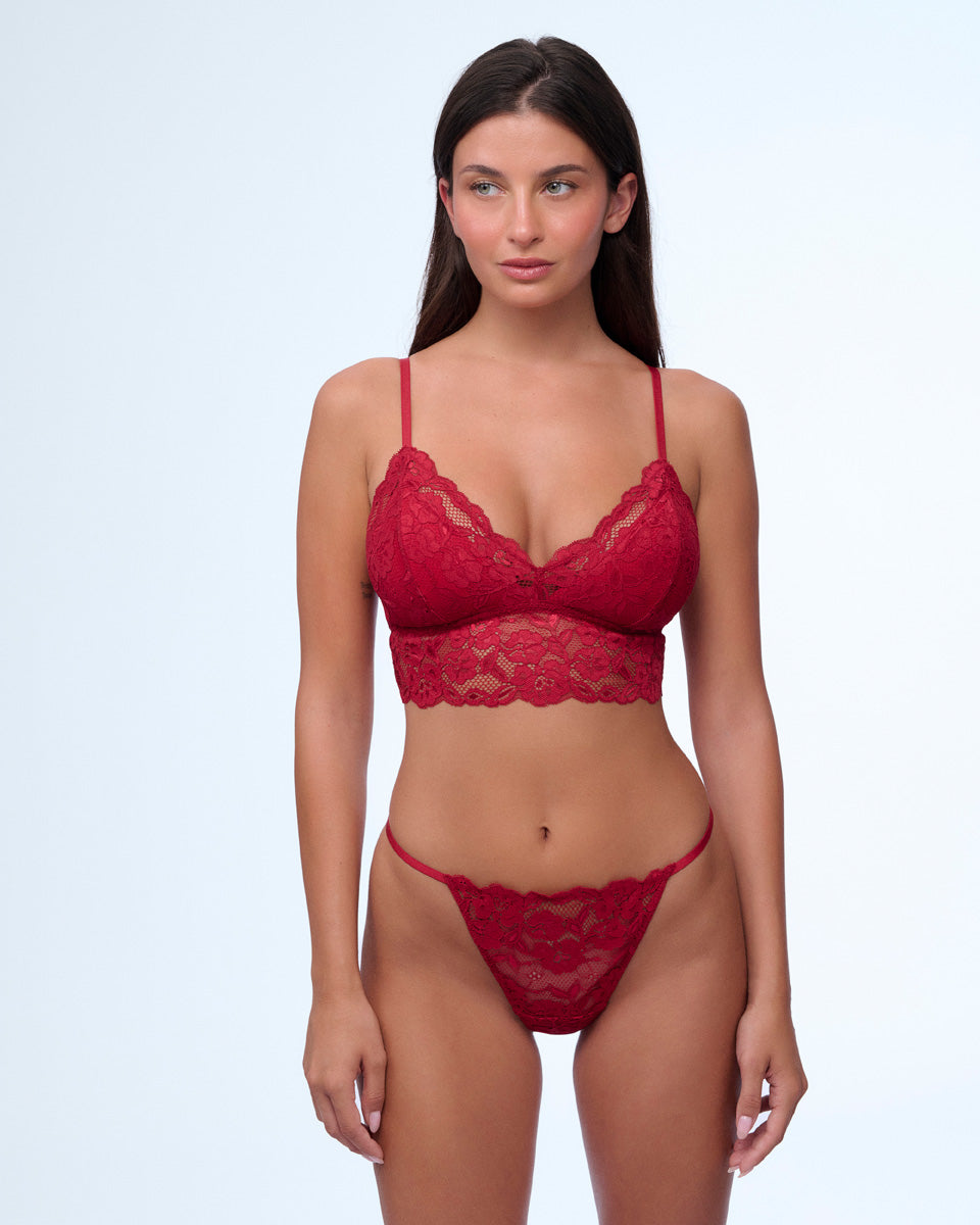 ברלט תחרה עם ריפוד פנימי נשלף וללא ברזל - RUBY RED