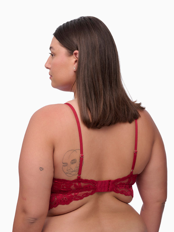 ברלט תחרה עם ריפוד פנימי נשלף וללא ברזל - RUBY RED