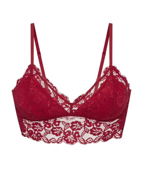 ברלט תחרה עם ריפוד פנימי נשלף וללא ברזל - RUBY RED