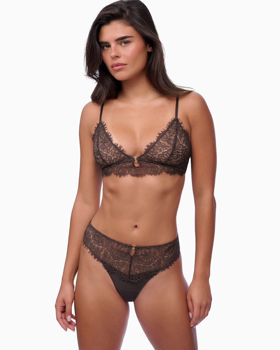 ברלט תחרה ללא ריפוד עם אביזר יהלומים חישוק - ESPRESSO