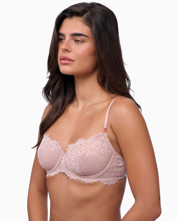 ברלט תחרה עם ברזלים וללא ריפוד - SMOKY PINK