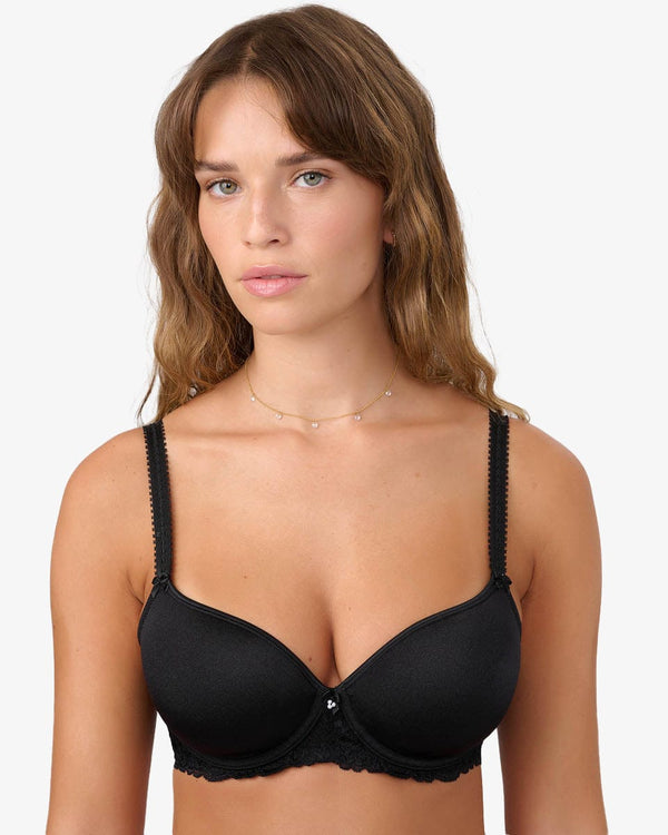 חזייה מרופדת עם ברזלים בשילוב  תחרה - שחור – תמונה 1