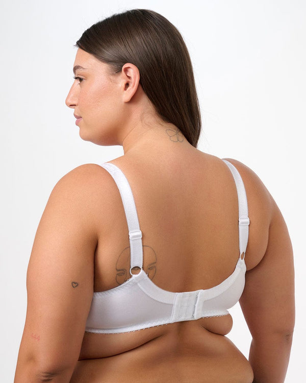 חזייה  ללא ריפוד עם ברזלים מבד  מנומר עדין - לבן – תמונה 3