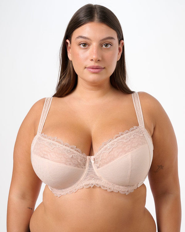 חזייה  ללא ריפוד עם ברזלים מבד  מנומר עדין - PALE NUDE – תמונה 1