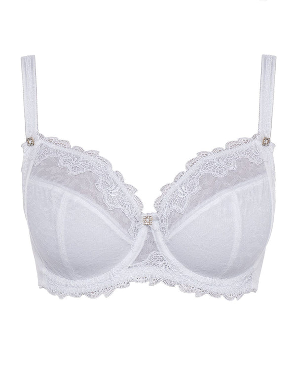 חזייה  ללא ריפוד עם ברזלים מבד  מנומר עדין - לבן – תמונה 4