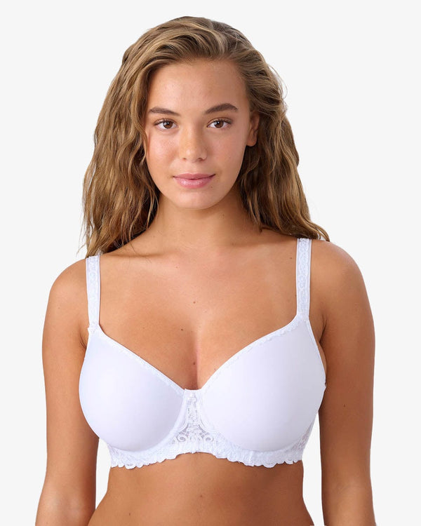 חזיית ספייסר עם ברזלים בשילוב רקמה - לבן – תמונה 1