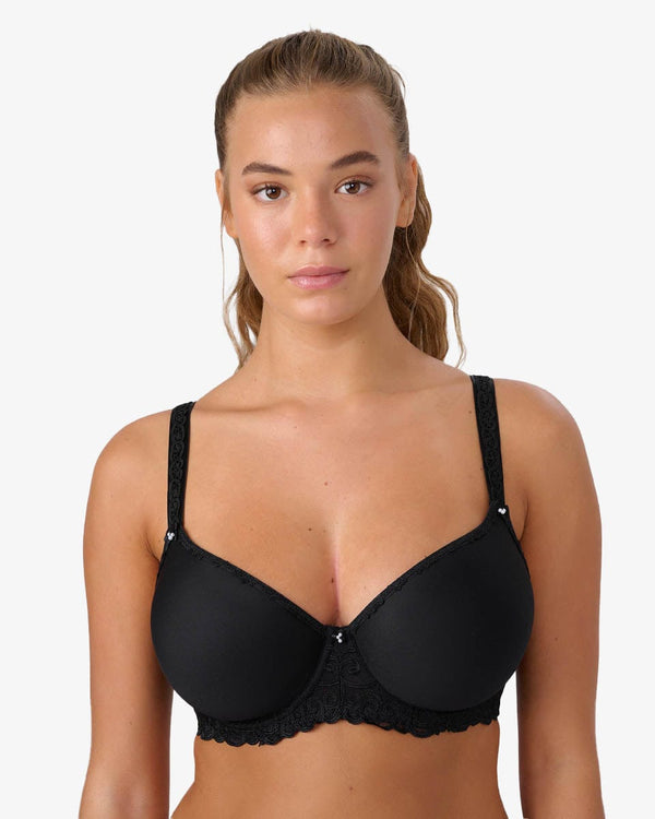 חזיית ספייסר עם ברזלים בשילוב רקמה - שחור – תמונה 1