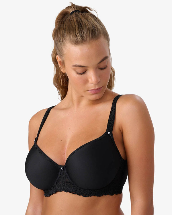 חזיית ספייסר עם ברזלים בשילוב רקמה - שחור – תמונה 2