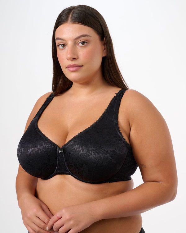 חזיית מינימייזר ללא ריפוד מבד זקארד  עם ברזלים - BLACK – תמונה 2