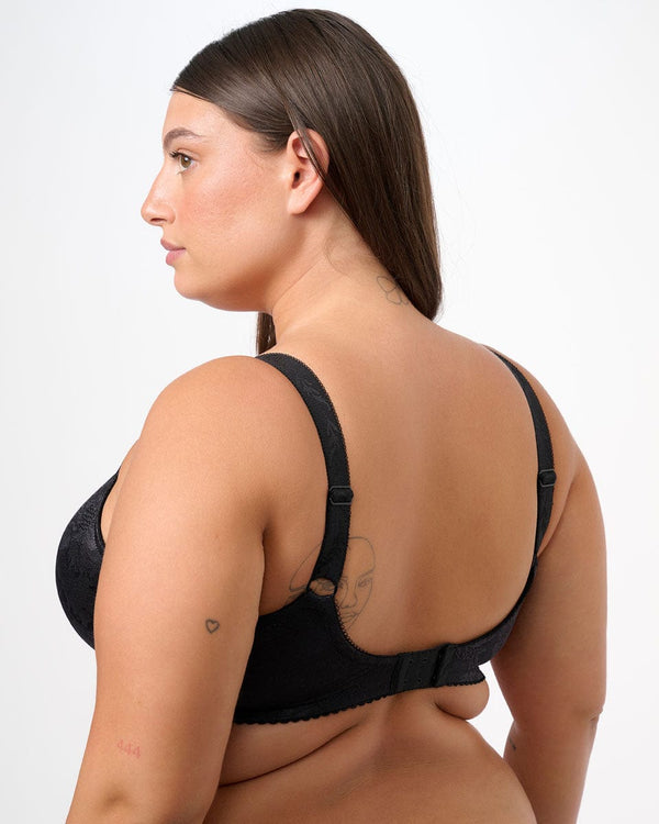 חזיית מינימייזר ללא ריפוד מבד זקארד  עם ברזלים - BLACK – תמונה 3