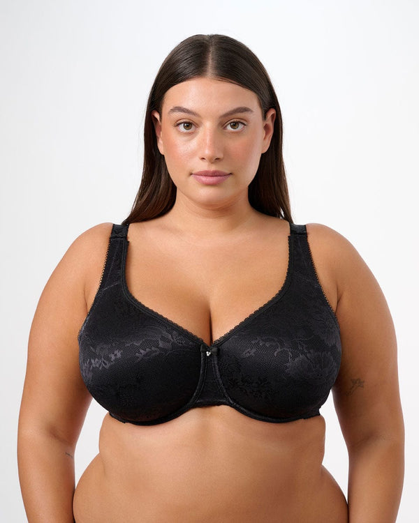 חזיית מינימייזר ללא ריפוד מבד זקארד  עם ברזלים - BLACK – תמונה 1